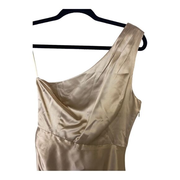 #155- J CREW Champaign silk one shoulder cocktail dress - Picture 6 of 10